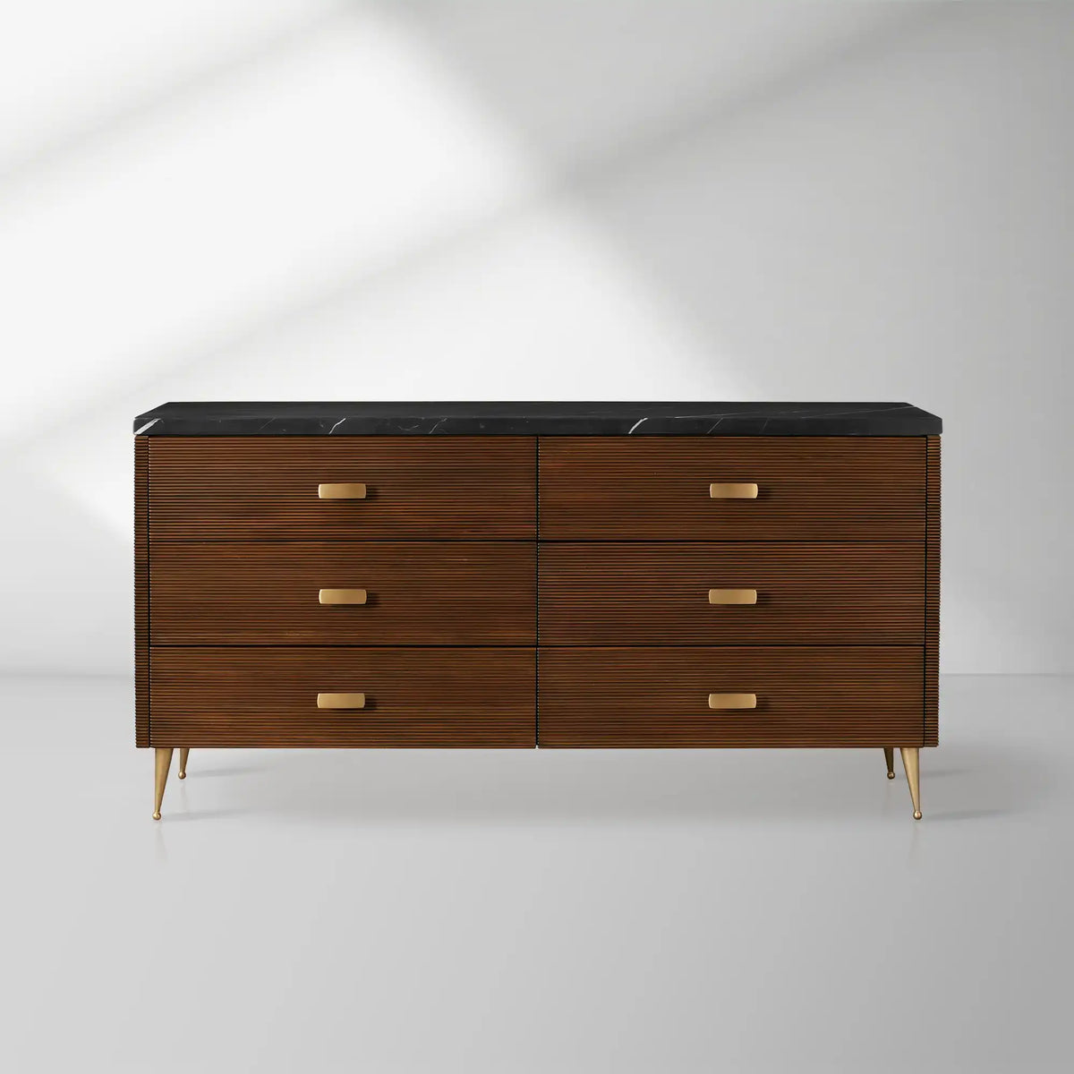 Giselle Six-Drawer Dresser Vintage Bedroom Chest Wood Entrance Storage Cabinet