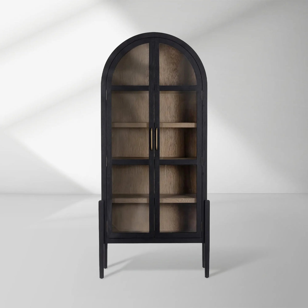 Hattie Wright Mediterranean Glass Door Display Cabinets Wood Living Dining Room Tall Cabinets