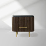 Finnley Closed Nightstand Marble Double Drawers Chest Bedside Table