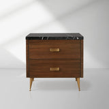 Giselle Mahogany Nightstand Wood Two-Drawer Chest Nightside Table Cabinet