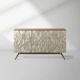 Origami Luxury 3-Door Sideboard Geometric Champagne Finish Buffet Cabinet