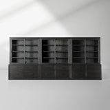 Tremont Large Modular Tall Cabinets Solid Wood  Bookcases with Sliding Glass Doors