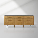 Finnley Wood Nine-Drawer Dresser with Natural Stone Drawer Chest Cabinet