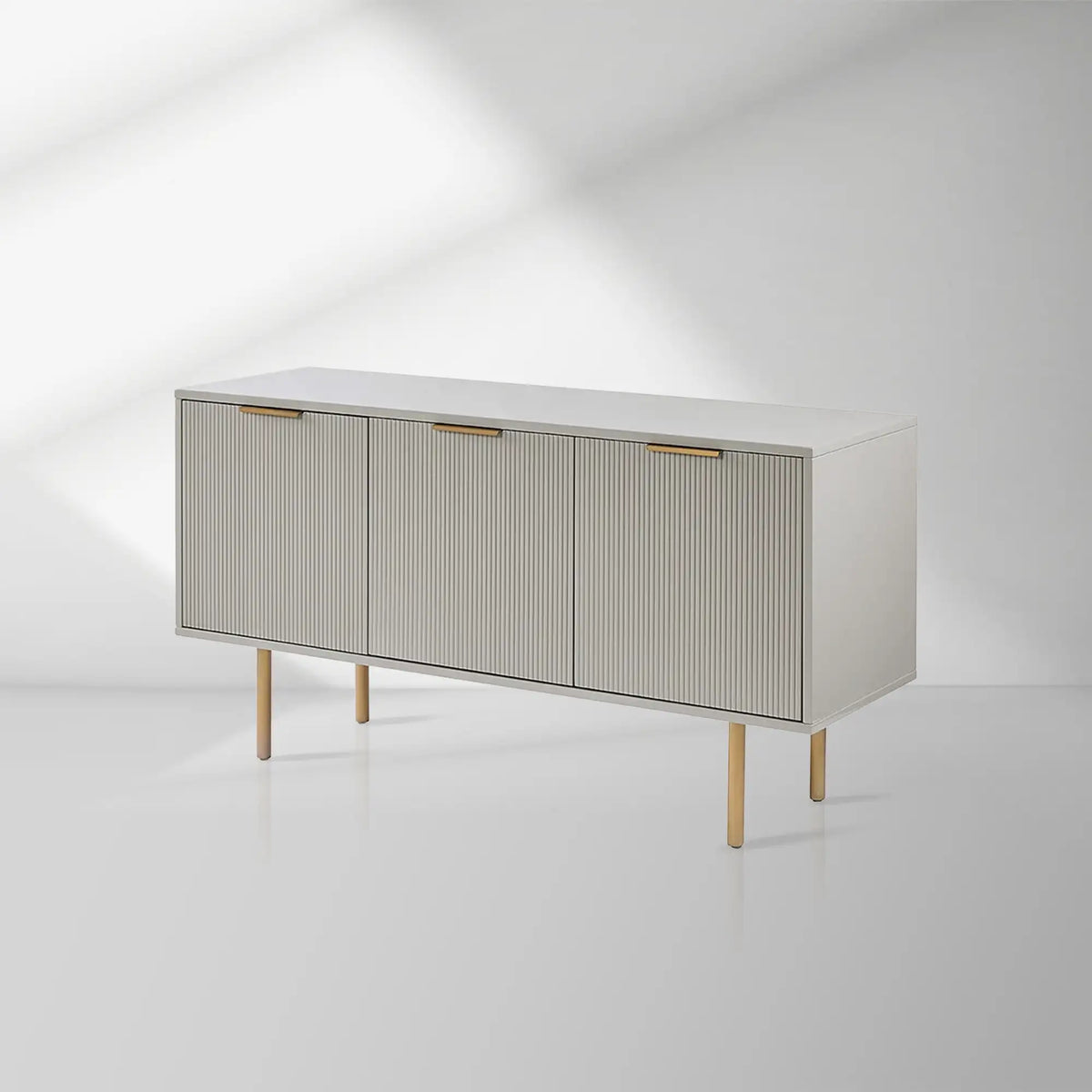 Doroda Modern Wood Frame Sideboard Spacious Cabinets With Gold Hardware