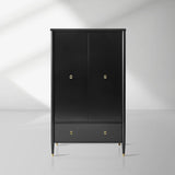 Lavenir French-Inspired Gloss Black Drawer Armoire