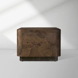 Polanco Wood Closed Nightstand Mosaic Surface Bedside Table