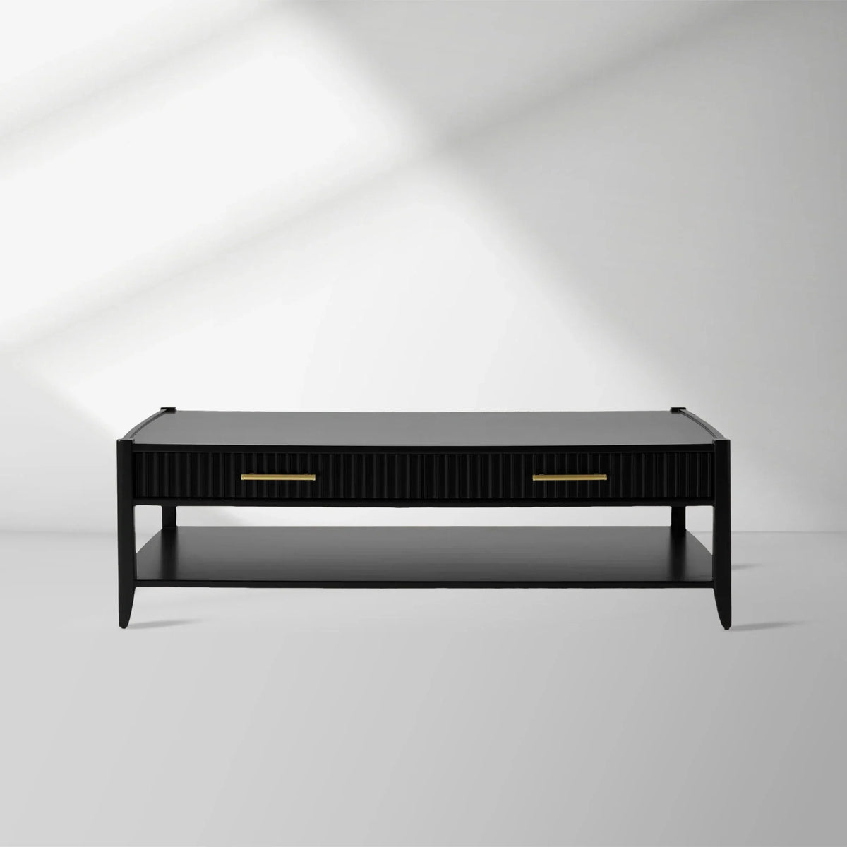 Lewis 56" Modern Coffee Table Wood Sofa Center Tea Table with Fluted Drawers