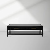 Lewis 56" Modern Coffee Table Wood Sofa Center Tea Table with Fluted Drawers