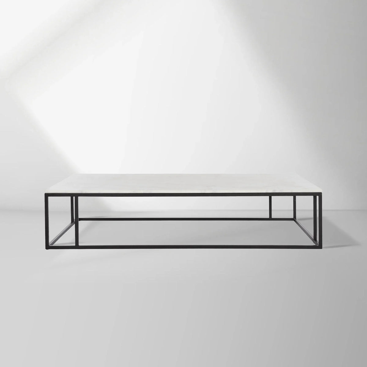 Nomad Rectangular White Marble Coffee Table Living Room Center Tea Table With Steel Base