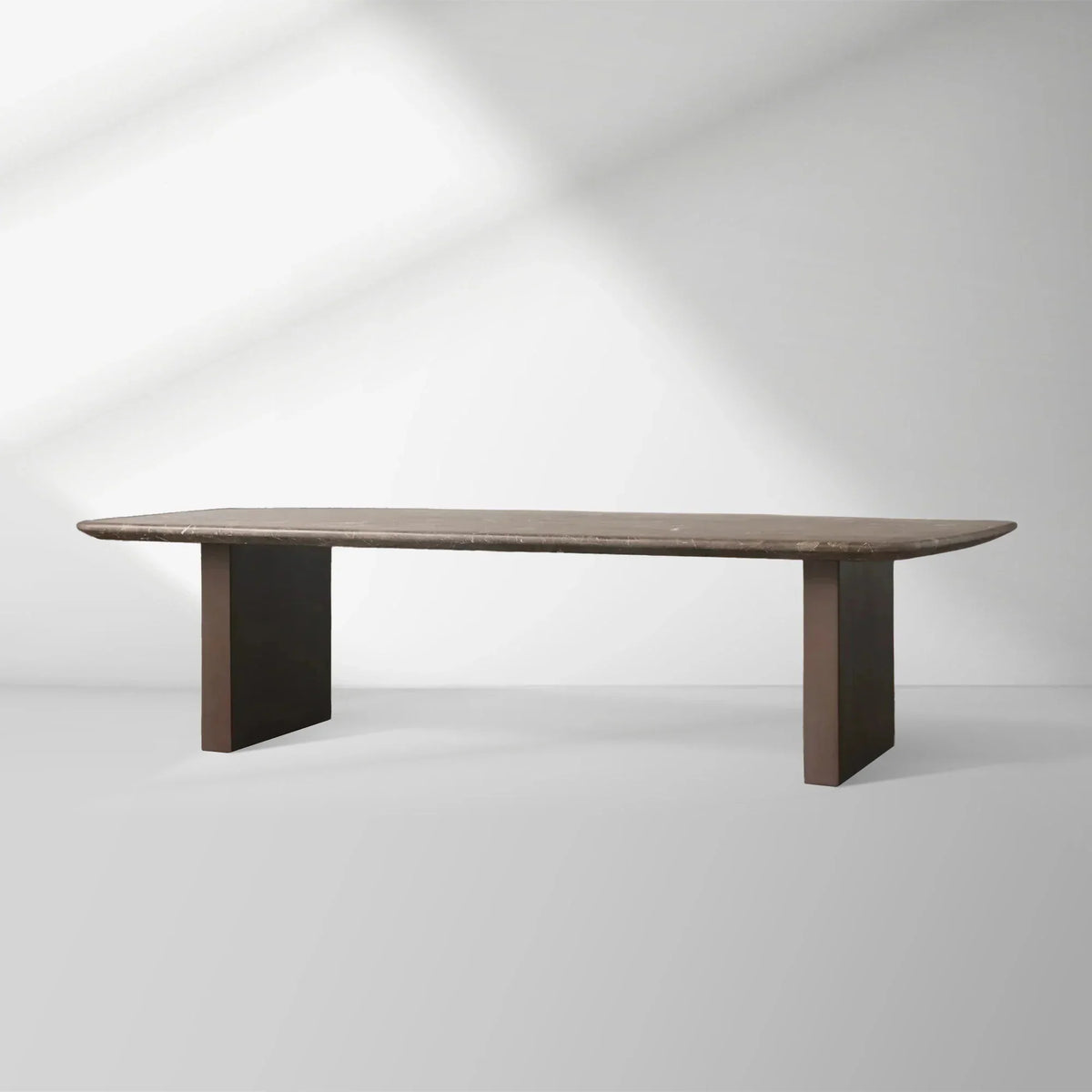 San Germani Espresso Stone Top Coffee Table 72" Center Tea Table with Clement Base