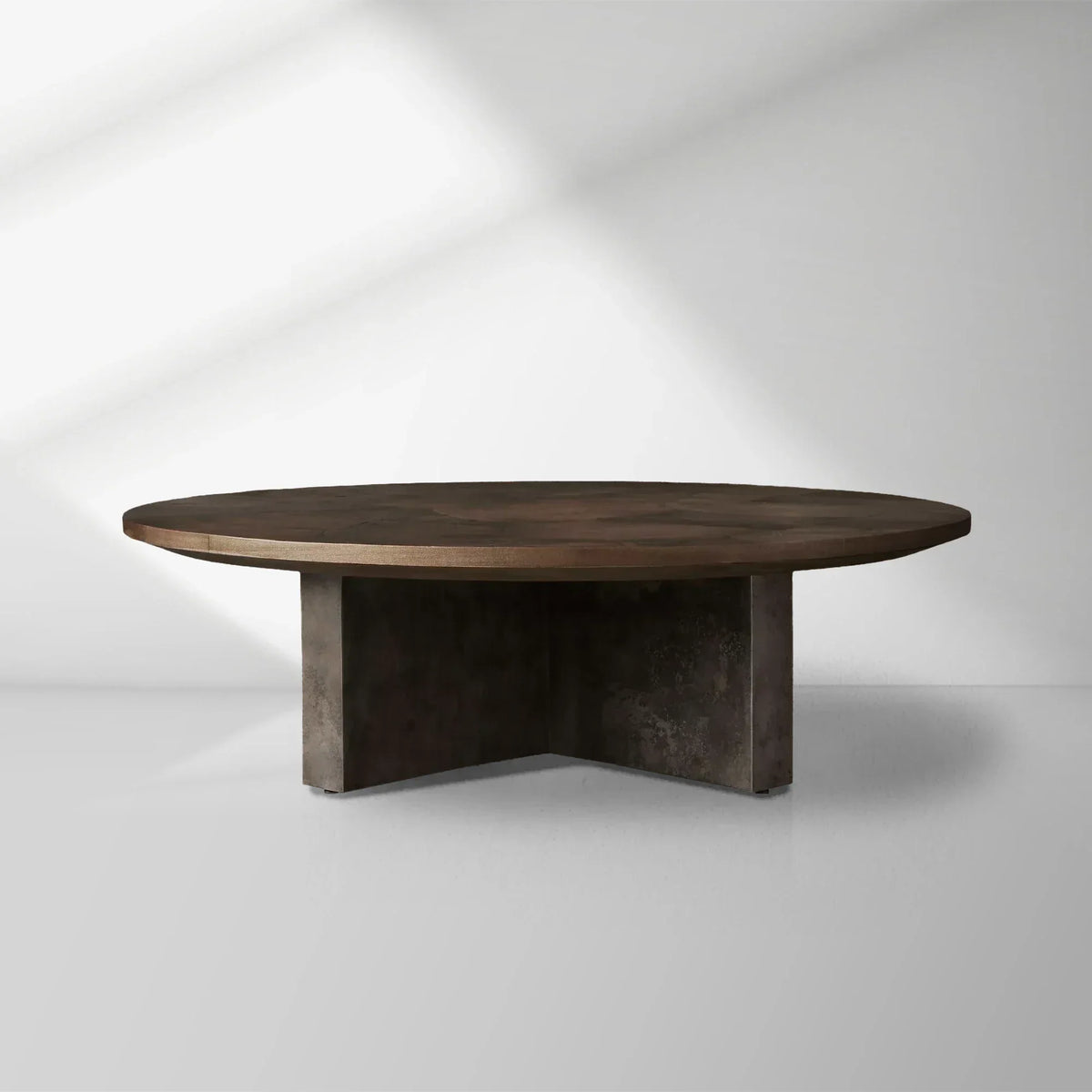 Pola Wood Round Coffee Table Wabi-Sabi Living Room Center Tea Table