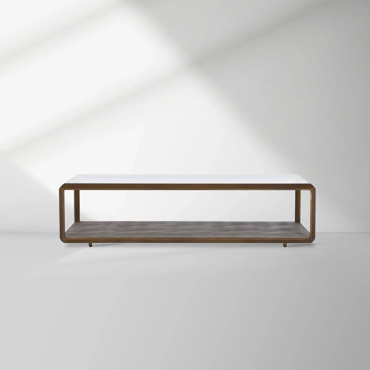 Max Rectangular Glass Coffee Table Faux Shagreen Living Room Center Tea Table