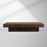 Cinzia Rectangle Burl Coffee Table Plinth-style Base Cocktail Table Wood Sofa Center Tea Table