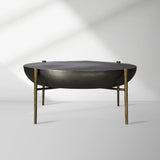 Donovan Cast Aluminum Coffee Table Round Living Room Cocktail Table Metal Top Center Tea Table