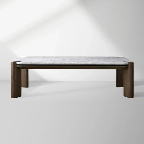 Pyet Marble Coffee Table Oak Wood Base Cocktail Table Elegance Living Room Center Tea Table