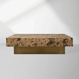 Zelie Emperador Marble Coffee Table Brushed Brass Base Cocktail Table Living Room Luxury Center Tea Table