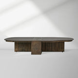 Nicco Lava Stone Top Coffee Table Wood Base Cocktail Table Living Room Luxury Center Tea Table