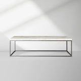 Arielle Rectangle Coffee Table Fossilized Clamshell Top Cocktail Table Iron Base Sofa Center Tea Table