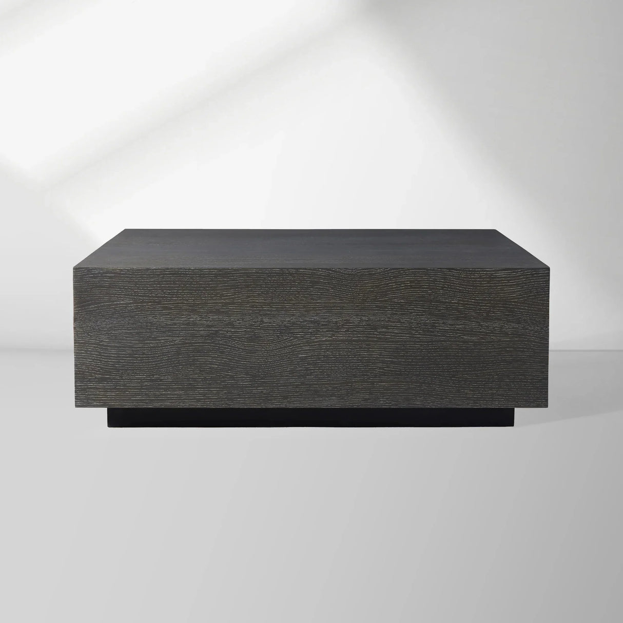 Sullivan Square Oak Coffee Table Black Wooden Plinth Cocktail Table Living Room Center Tea Table