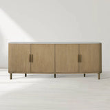 Danny Marble Top Sideboard Oak Wood Buffet Buffet Table Cabinet Country Entryways TV Cabinet