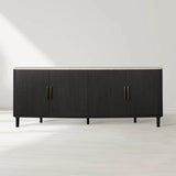 Danny Marble Top Sideboard Oak Wood Buffet Buffet Table Cabinet Country Entryways TV Cabinet