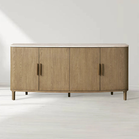 Danny Marble Top Sideboard Oak Wood Buffet Buffet Table Cabinet Country Entryways TV Cabinet