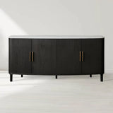 Danny Marble Top Sideboard Oak Wood Buffet Buffet Table Cabinet Country Entryways TV Cabinet
