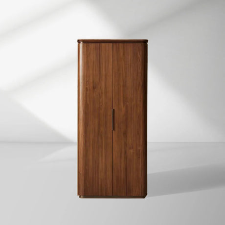 Caden Wood Door Tall Storage Cabinet Walnut Curio Display Cabinet dining Entryway China Cabinet