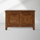 Stefania Hand-Painted Florals Buffet Cabinet Poplar Wood Sideboard Living Room Entryways Cabinet