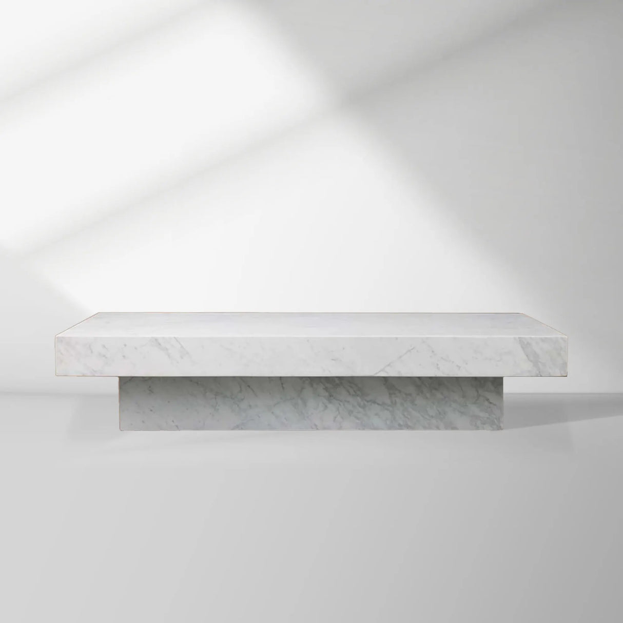 Cinzia Rectangle Stone Coffee Table Natural Marble Cocktail Table Plinth Base Sofa Center Tea Table