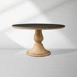 Amelia Marble Top Dining Table with Wood Curved Base Natural Stone Dining Table
