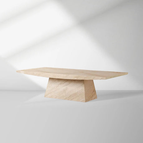 Ilaria Stone Coffee Table Beige Coralle Marble Pedestal Cocktail Table Living Room Center Tea Table