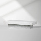 Cinzia Rectangle Stone Coffee Table Natural Marble Cocktail Table Plinth Base Sofa Center Tea Table