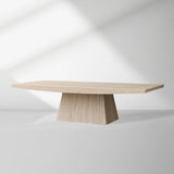 Ilaria Light Travertine Coffee Table Italian Stone Pedestal Center Tea Table Living Room Cocktail Table