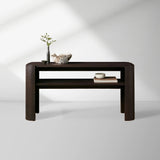 Chiseled Mahogany Entrance Console Table Wood Deep Brown Hallway Entryway Table