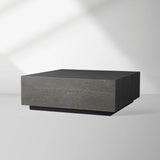 Sullivan Square Oak Coffee Table Black Wooden Plinth Cocktail Table Living Room Center Tea Table