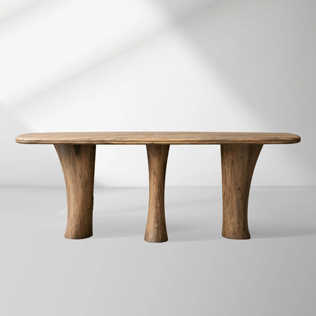 Soumaya Primavera Top Entryway Console Table Mahogany Legs Wood Hallway Entrance Table