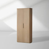 Caden Wood Door Tall Storage Cabinet Walnut Curio Display Cabinet dining Entryway China Cabinet