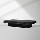 Cinzia Rectangle Stone Coffee Table Natural Marble Cocktail Table Plinth Base Sofa Center Tea Table
