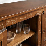 Stefania Hand-Painted Florals Buffet Cabinet Poplar Wood Sideboard Living Room Entryways Cabinet