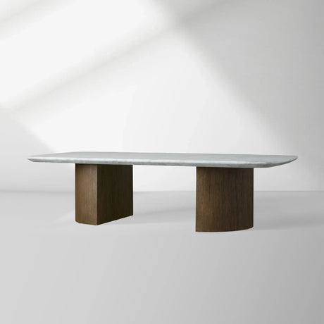 Saint Germain Marble Top Coffee Table Oak Wood Dauphine Base Cocktail Table Living Room Ston Top Center Tea Table