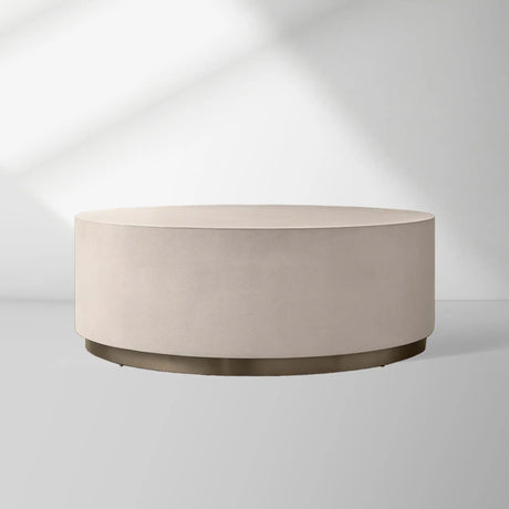 Malone Round Plinth Coffee Table Leather Cocktail Table Modern Living Room Center Tea Table