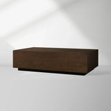 Sullivan Rectangular Oak Coffee Table Black Plinth Base Cocktail Table Wood Living Room Center Tea Table