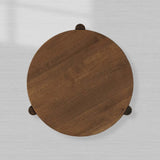 Lonelle Oak Coffee Table Round Versatile Nesting Cocktail Table Column-Style legs Center Tea Table