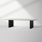 Saint Germain Marble Top Coffee Table Living Room Cocktail Table Clement Wood Base Center Tea Table