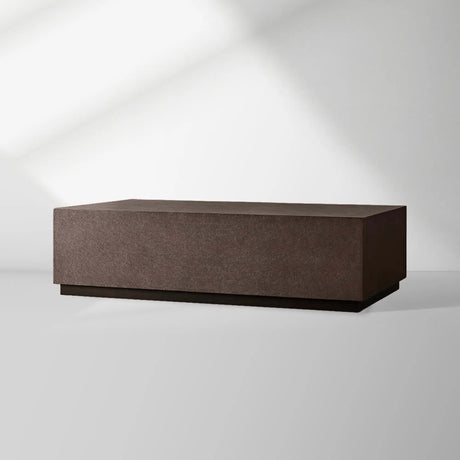 Malone Rectangular Leather Coffee Table Modern Steel Base Cocktail Table Living Room Wood Center Tea Table
