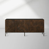 Theota Teak Sideboard Sunburst Pattern Buffet Table Wood Living Room Entryways Cabinet