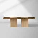 Marea Guanacaste Wood Rectangle Dining Table in Oxidized Aluminum