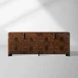 Morley Walnut Burl Sideboard Wood Buffet Table Cabinet Living Room Entryways TV Cabinet