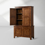 Stefania Poplar Wood Kitchen Cabinet Canaletto Sideboard Buffet Floral Motif Living Room Entryways Tall Cabinet